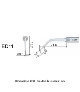 Punta ultrasonidos Woodpecker ED11 compatible Satelec, Endo