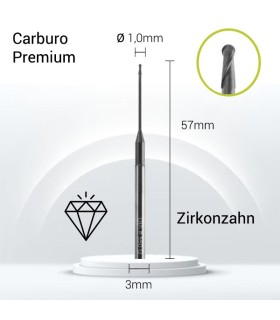 Carburo + Diamante 3mm para Zirconio, 1 Ud.