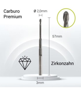 Carburo + Diamante 3mm para Zirconio, 1 Ud.